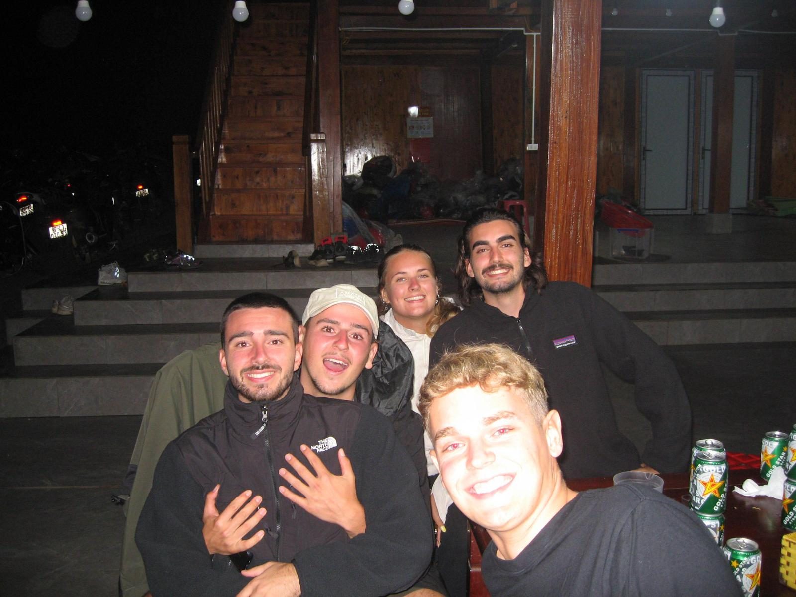 Group enjoying the evening at a homestay
