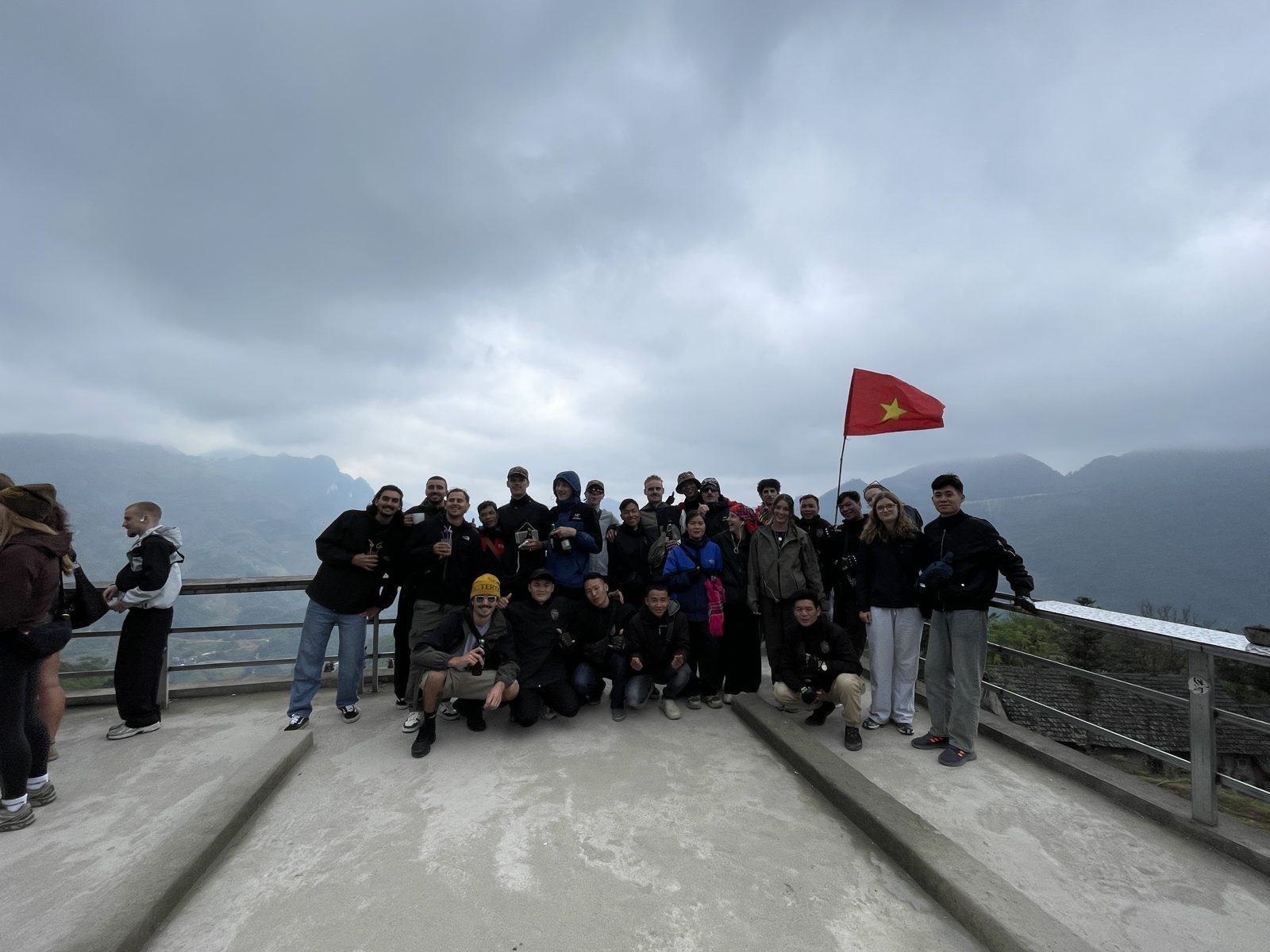 Group photo at Lung Cu Flag Tower, Vietnam's northernmost point